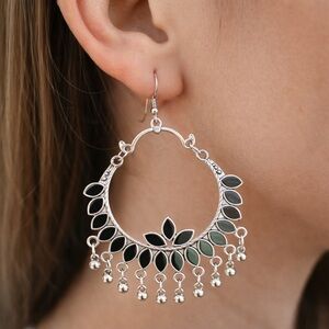 Oxidized Silver Afghani Chandbali Drop Earrings